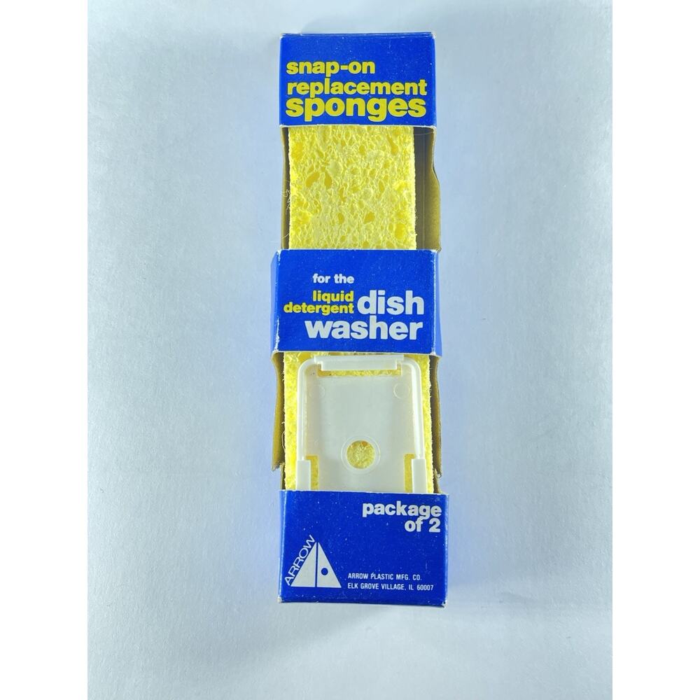 Arrow Snap-On Dishwasher Liquid Detergent Replace Sponges 2PK Made In USA #00008